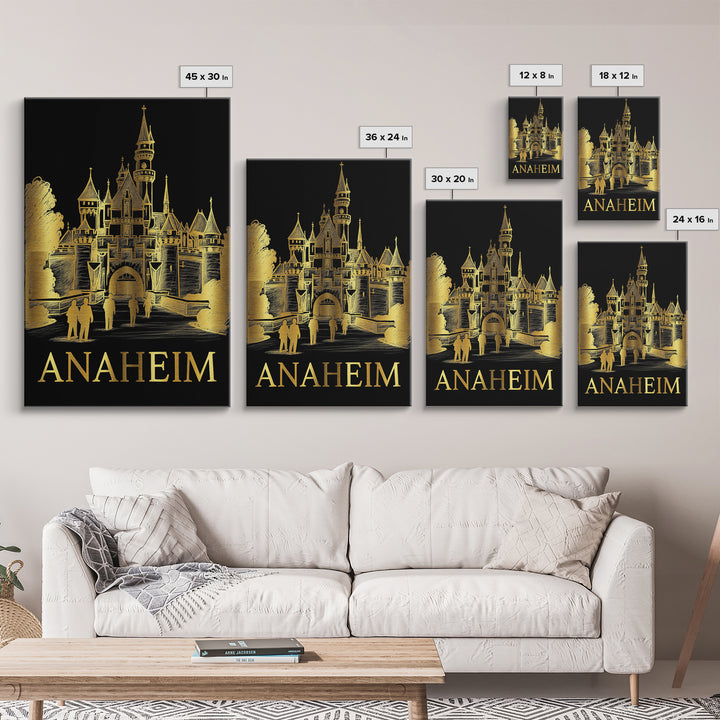 Anaheim Travel Poster, Framed Canvas Print, Dark Background Poster Art, Anaheim Art Print, Gift For Travelers, City Illustration
