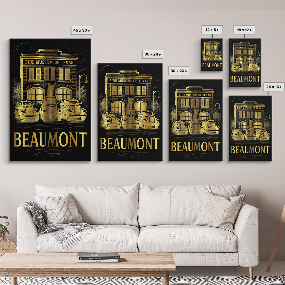 Beaumont Travel Poster, Canvas Print, Gold Sketch Wall Art, Beaumont City Art, Travel Poster Set, Fine Art Print, Mid Century Wall Art