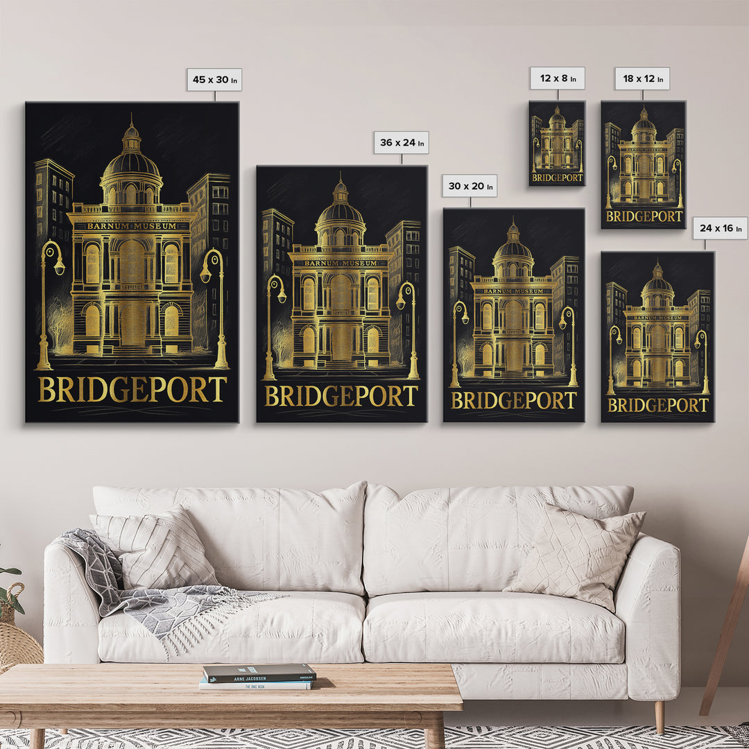 Bridgeport Travel Poster, Canvas Print, Black And Gold Line Art, Bridgeport Art Print, City Art Print, Travel Poster Art, Travel Poster Set
