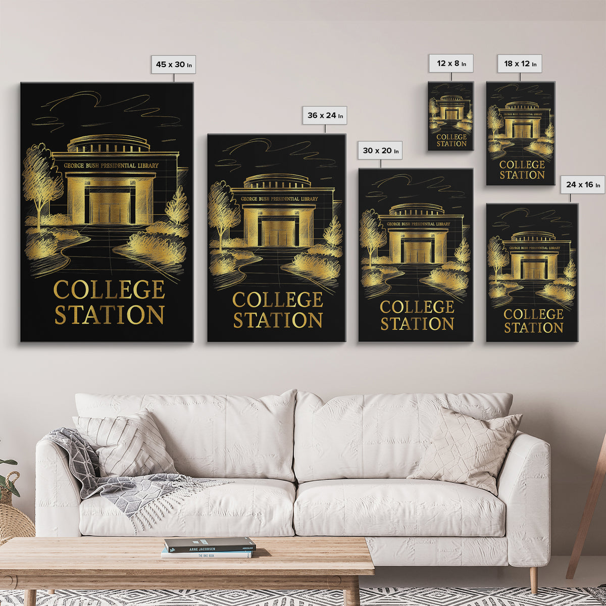 College Station Travel Poster, Canvas Print, Dark Background Poster Art, College Station Wall Art, Eclectic Wall Decor, Travel Wall Art