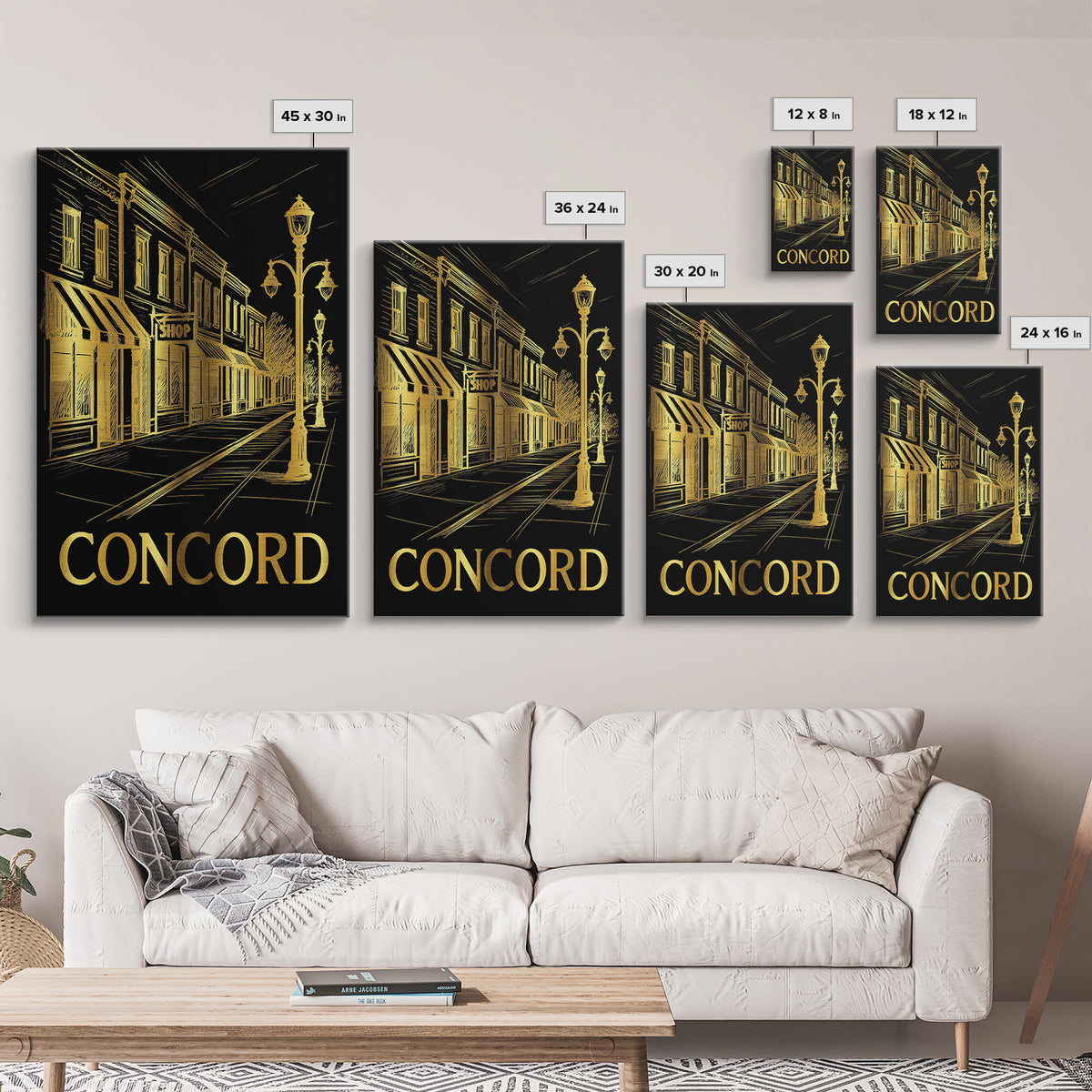 Concord Travel Poster, Canvas Print, Dark Background Poster Art, Concord Wall Art, Retro Travel Print, Living Room Wall Art, Wall Art