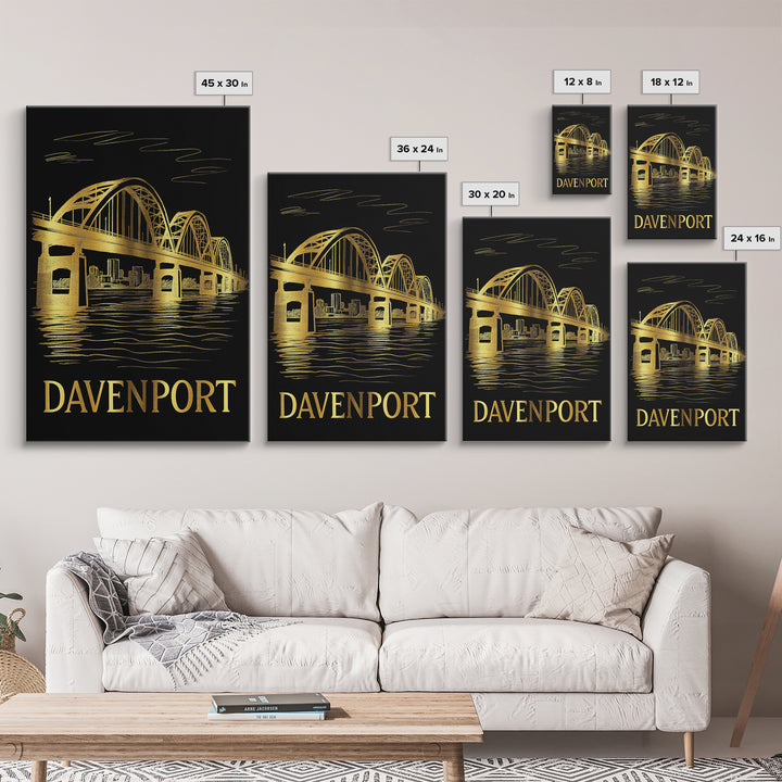 Davenport Travel Poster, Canvas Print, Dark Background Poster Art, Davenport Poster Print, Eclectic Wall Decor, Home Office Decor