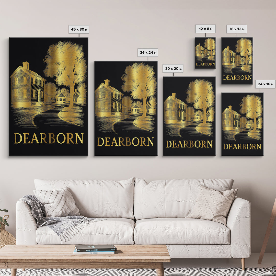 Deadborn Travel Poster, Framed Canvas Print, Dark Background Poster Art, Deadborn Wall Art, City Art Print, City Travel Prints