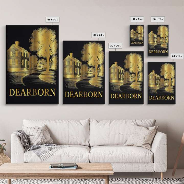 Deadborn Travel Poster, Framed Canvas Print, Dark Background Poster Art, Deadborn Wall Art, City Art Print, City Travel Prints
