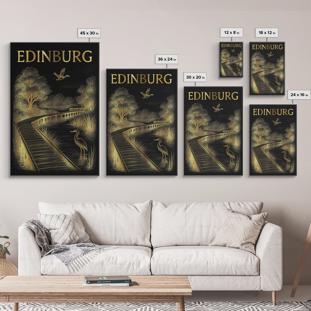 Edinburg Texas Travel Poster, Framed Canvas Print, Dark Background Poster Art, Edinburg Travel Art, Retro Travel Print, Travel Poster Art