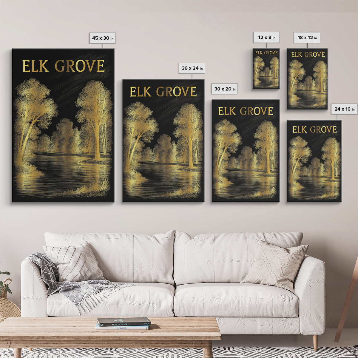 Elk Grove Travel Poster, Canvas Print, Dark Background Poster Art, Elk Grove City Art, Vintage City Art, Retro Travel Print, Retro Poster