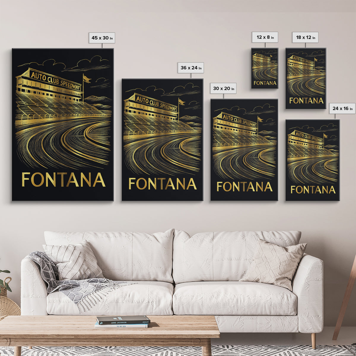 Fontana Travel Poster, Canvas Print, Elegant Gold City Art, Fontana City Art, Mid Century Wall Art, Watercolor Skyline Art, Travel Art Print