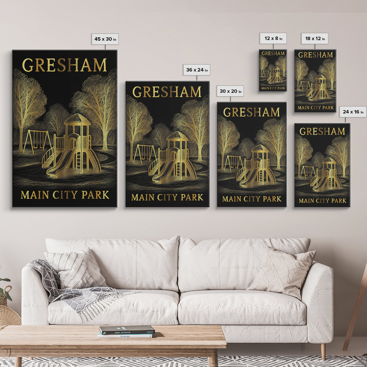 Gresham Oregon Travel Poster, Canvas Print, Dark Background Poster Art, Gresham City Art, Vintage Travel Print, Wall Art, Wall Art