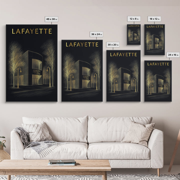 Lafayette Louisiana Travel Poster, Canvas Print, Dark Background Poster Art, Lafayette Poster Print, Fine Art Print, Vintage City Poster