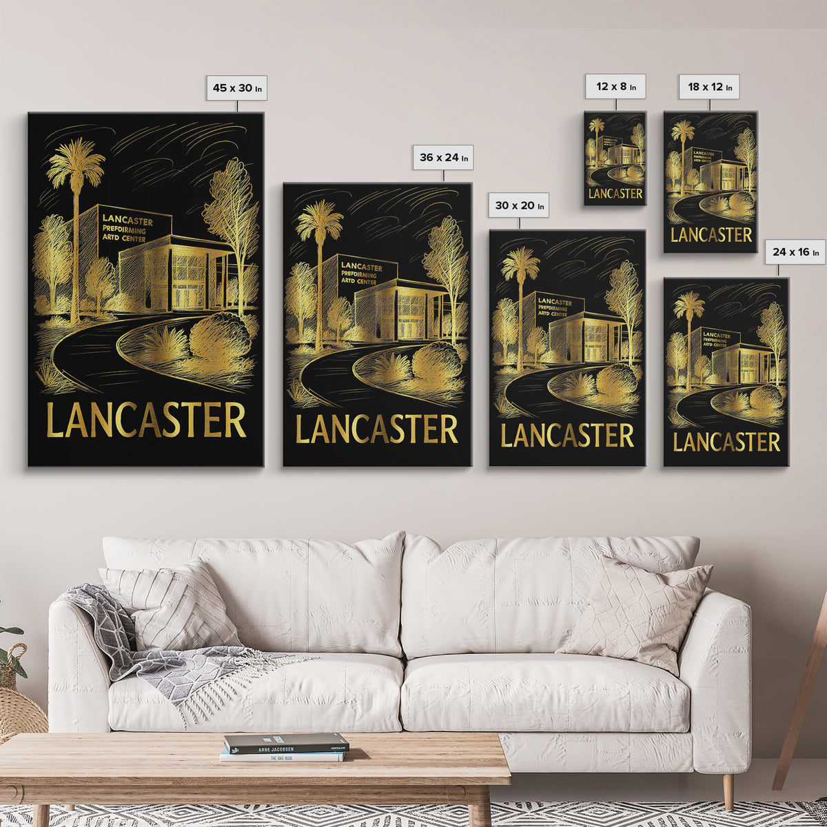 Lancaster Travel Poster, Framed Canvas Print, Dark Background Poster Art, Lancaster Travel Art, Mid Century Wall Art, Eclectic Wall Decor