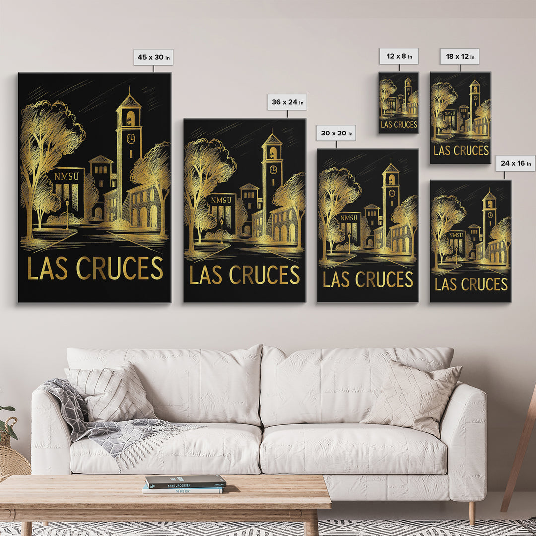 Las Cruces Travel Poster, Canvas Print, Black And Gold Line Art, Las Cruces Wall Art, City Travel Prints, Travel Poster Set, Travel Print