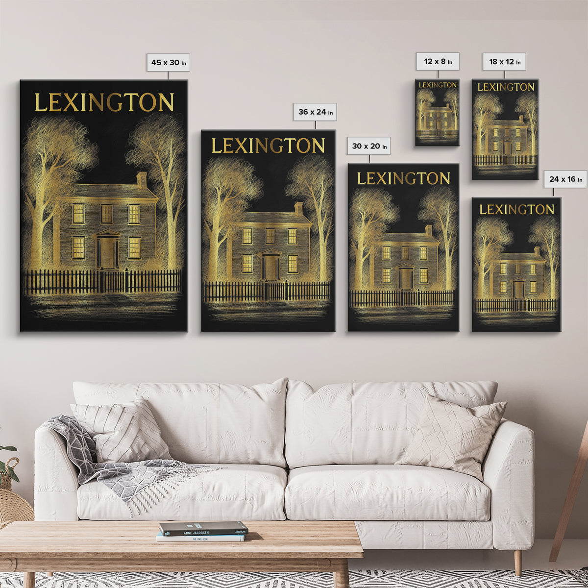 Lexington Kentucky Travel Poster, Framed Canvas Print, Dark Background Poster Art, Lexington City Art, Home Office Decor, Retro Travel Print