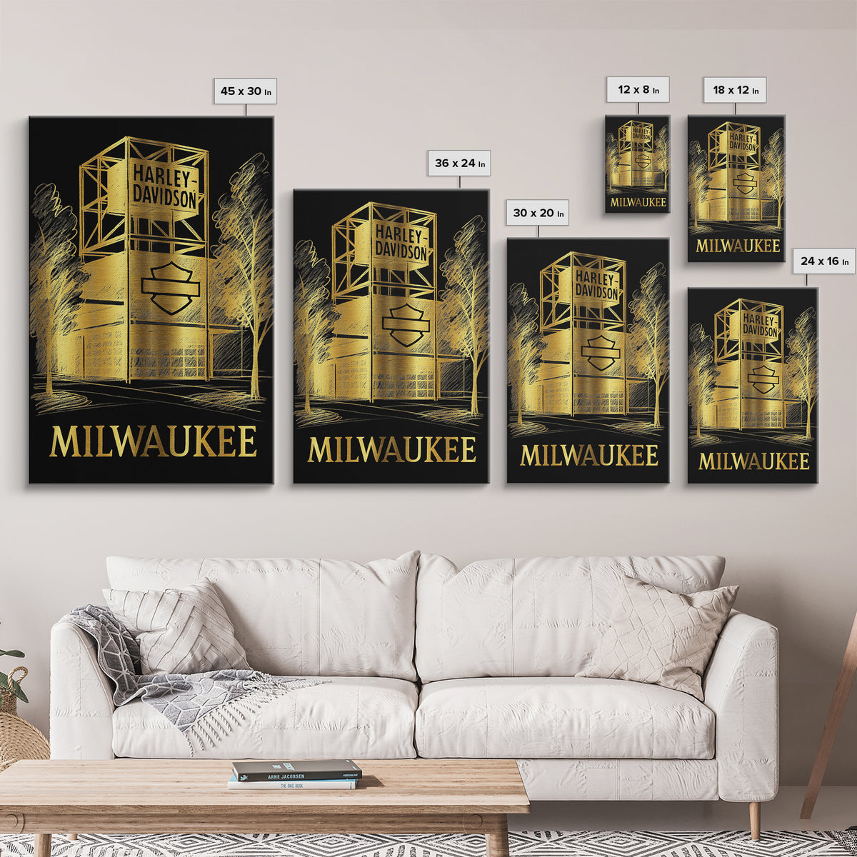 Milwaukee Travel Poster, Framed Canvas Print, Gold Sketch Wall Art, Milwaukee Travel Art, Travel Wall Decor, City Art Print, Art Print