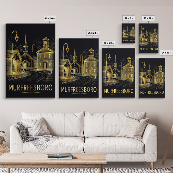 Murfreesboro Travel Poster, Canvas Print, Dark Background Poster Art, Murfreesboro Art Print, Travel Wall Decor, City Travel Prints