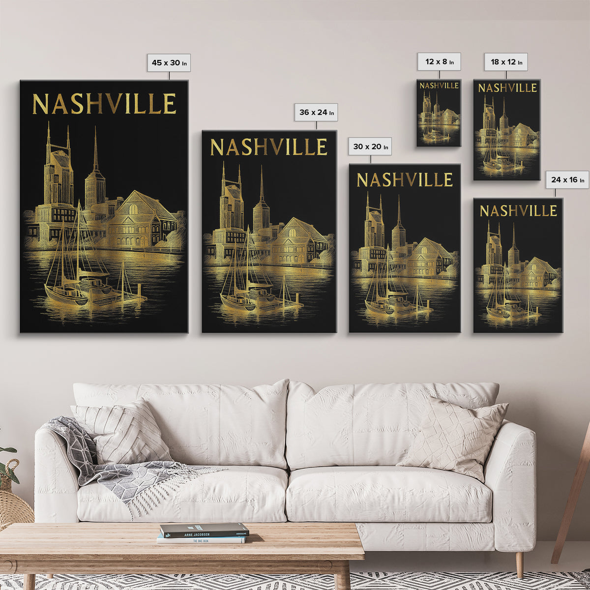 Nashville Tennessee Travel Poster, Canvas Print, Dark Background Poster Art, Nashville Travel Art, Travel Wall Decor, Home Office Decor