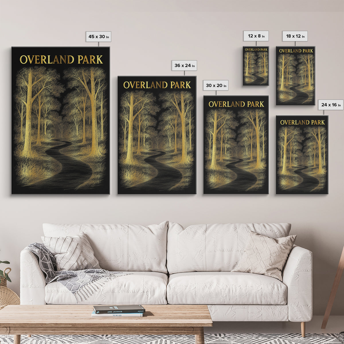Overland Park Kansas Travel Poster, Canvas Print, Dark Background Poster Art, Overland Park Art Print, Vintage Travel Art, Fine Art Print