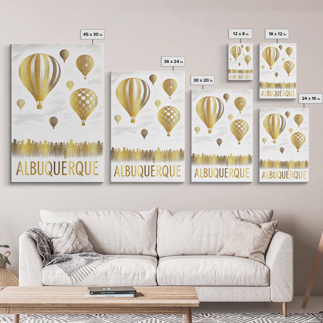 Albuquerque Travel Poster, Framed Canvas Print, Gold Line Drawing Wall Art, Albuquerque Art Print, Travel Poster Art, Wanderlust Decor