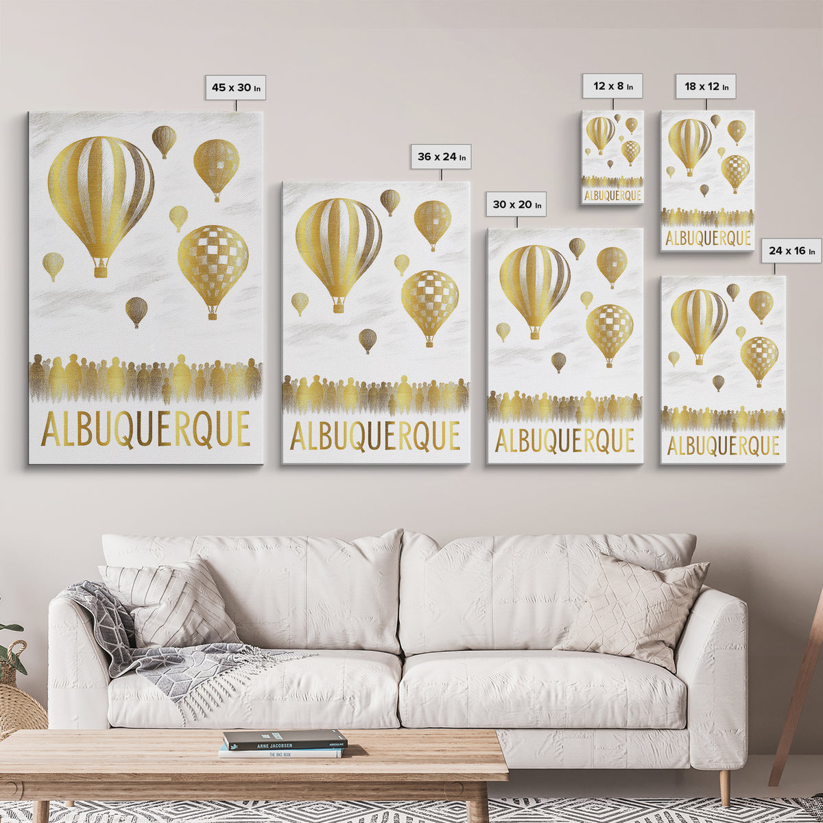 Albuquerque Travel Poster, Framed Canvas Print, Gold Line Drawing Wall Art, Albuquerque Art Print, Travel Poster Art, Wanderlust Decor