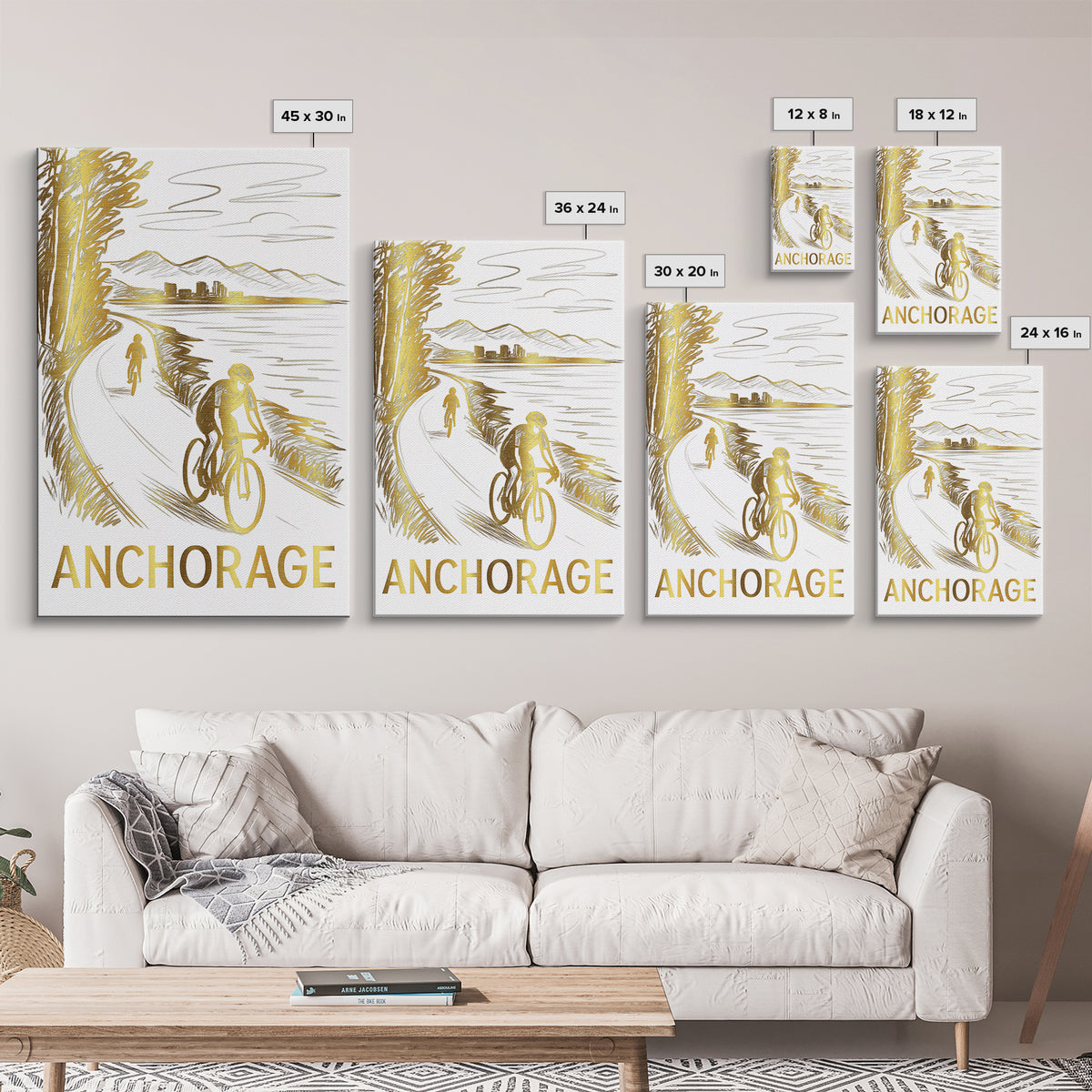 Anchorage Travel Poster, Canvas Print, Elegant City Illustration, Anchorage City Art, Travel Poster Art, Mid Century Wall Art, Design 2