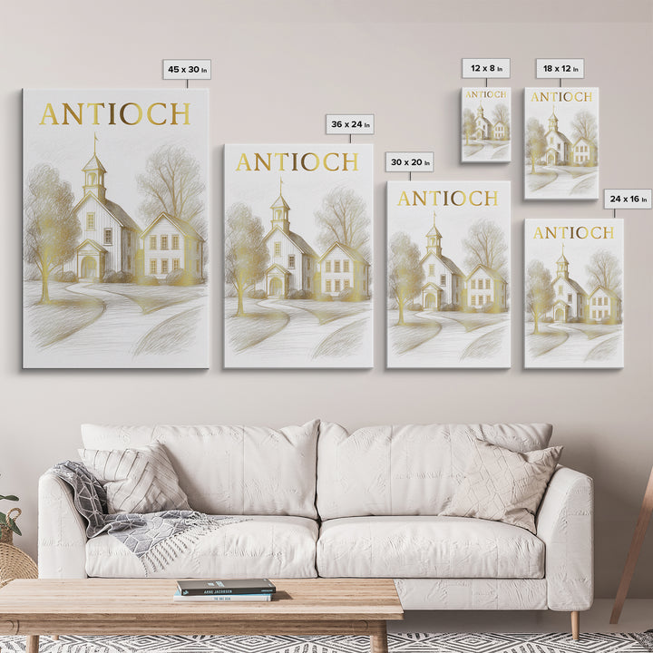 Antioch California Travel Poster, Canvas Print, Gold Line Drawing Wall Art, Antioch Travel Art, Home Office Decor, Eclectic Wall Decor