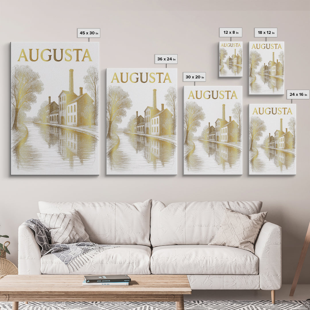 Augusta Georgia Travel Poster, Framed Canvas Print, Elegant City Illustration, Augusta Art Print, Vintage City Poster, Travel Poster Set