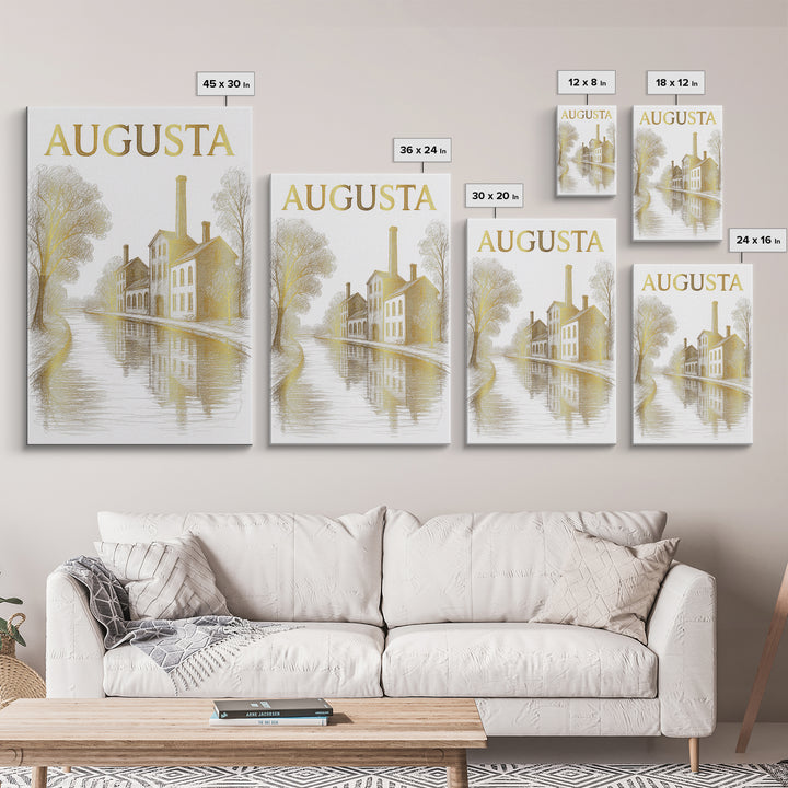 Augusta Georgia Travel Poster, Framed Canvas Print, Elegant City Illustration, Augusta Art Print, Vintage City Poster, Travel Poster Set