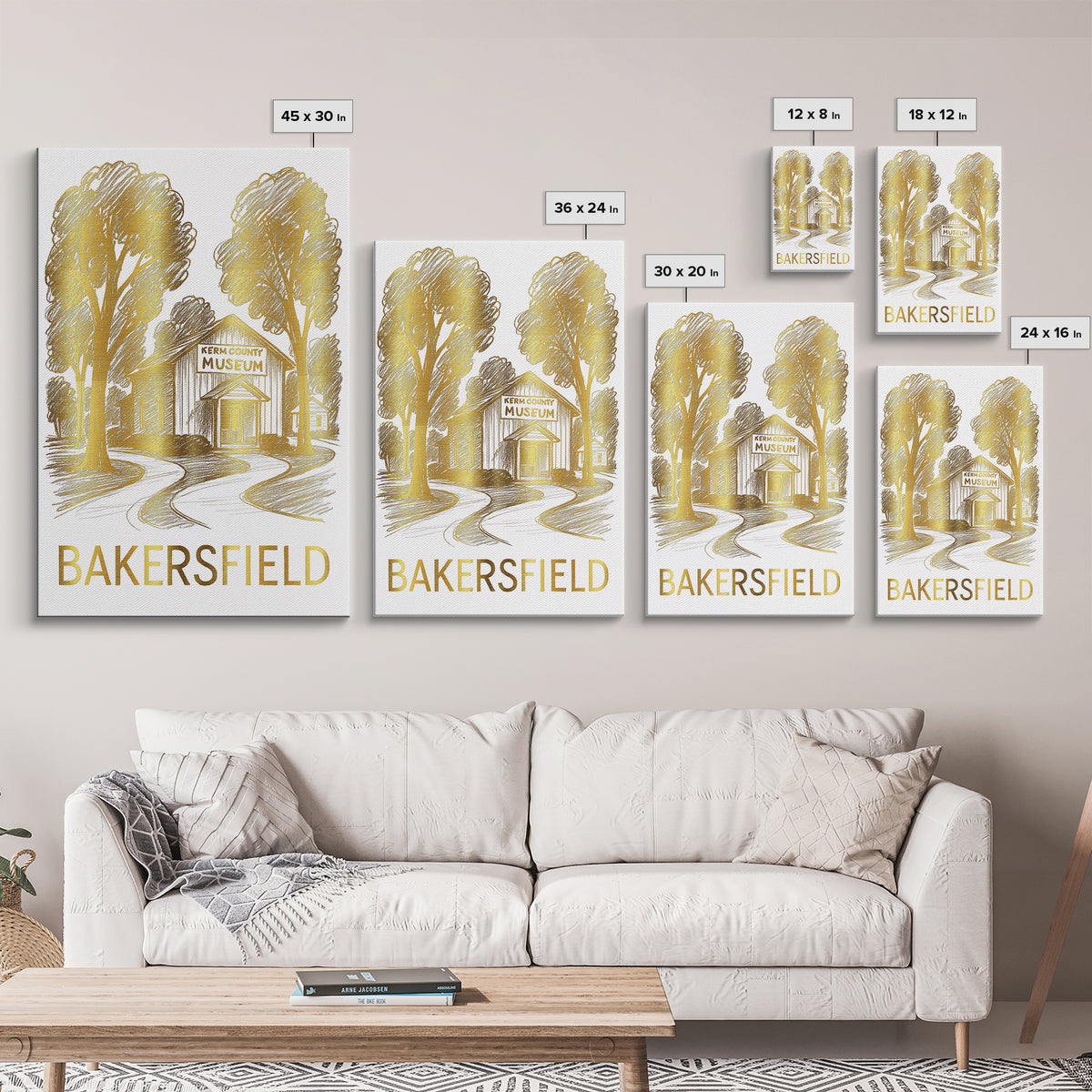Bakersfield Travel Poster, Framed Canvas Print, Minimalist Poster Art, Bakersfield Art Print, Travel Wall Art, Wanderlust Decor