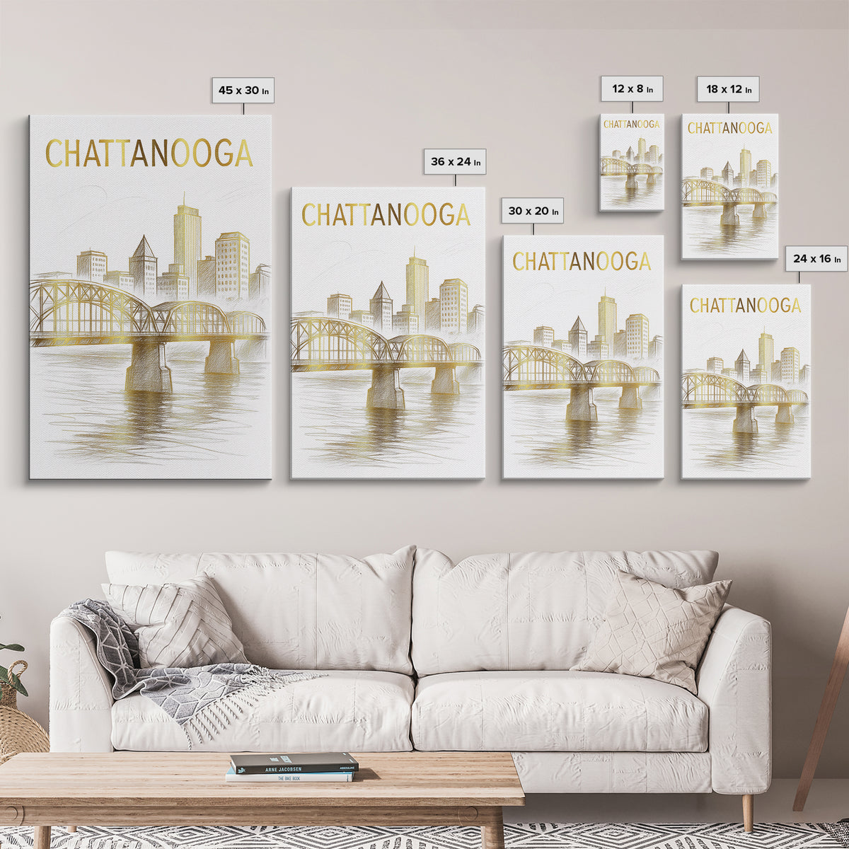 Chattanooga Tennessee Travel Poster, Canvas Print, Elegant Skyline Art, Chattanooga Poster Print, Vintage City Poster, Gift For Travelers