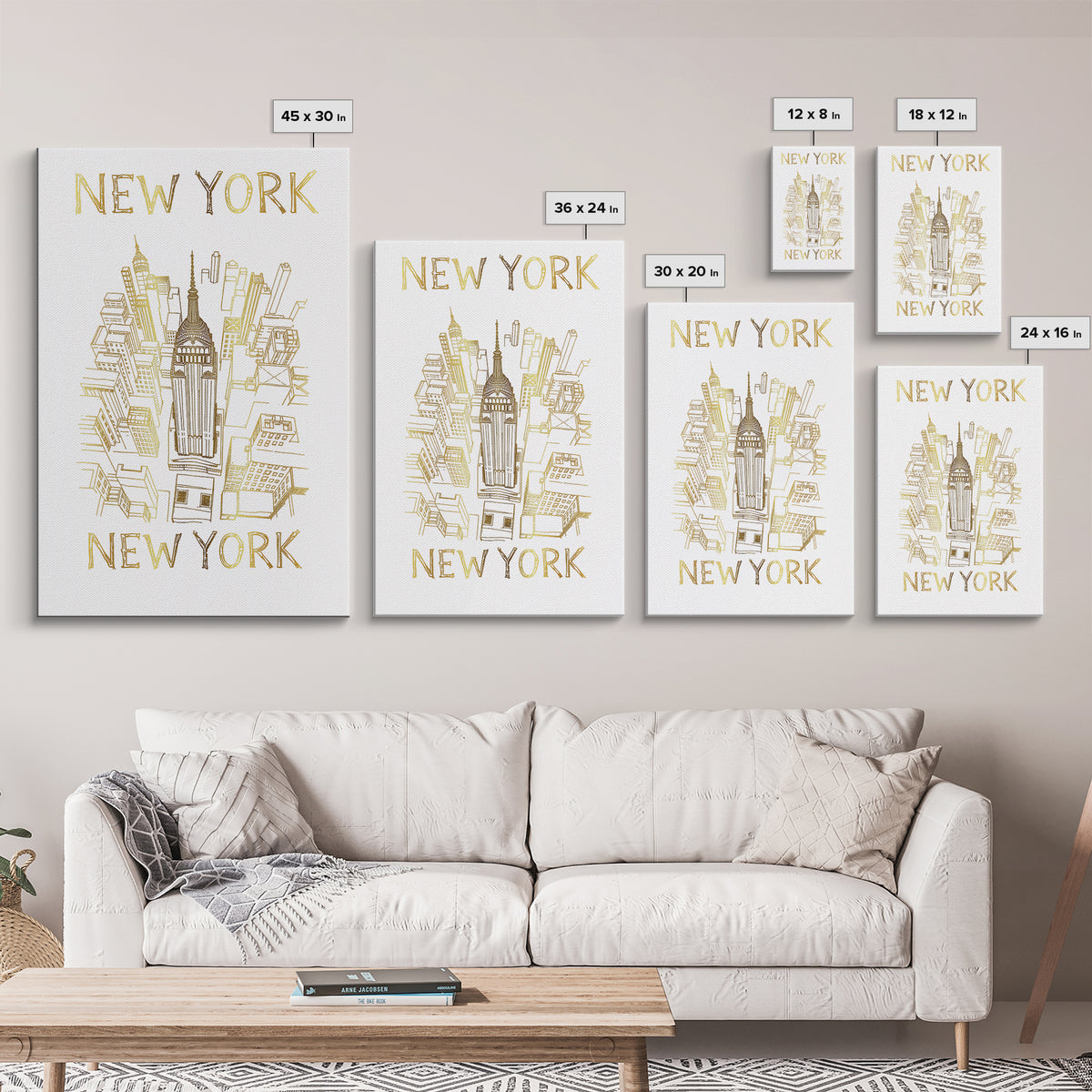 New York Travel Poster, Canvas Print, Elegant City Illustration, New York Art Print, Living Room Wall Art, Travel Wall Art, Art Print