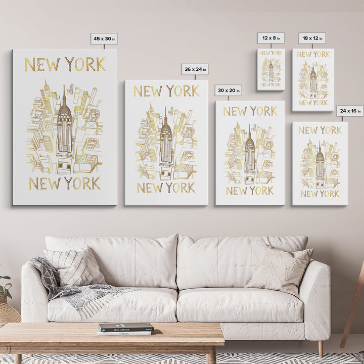 New York Travel Poster, Canvas Print, Elegant City Illustration, New York Art Print, Living Room Wall Art, Travel Wall Art, Art Print