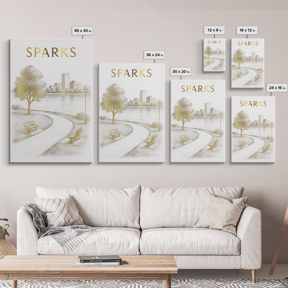 Sparks Nevada Travel Poster, Canvas Print, Elegant City Illustration, Sparks City Art, Travel Art Print, Retro Travel Print, Home Decor