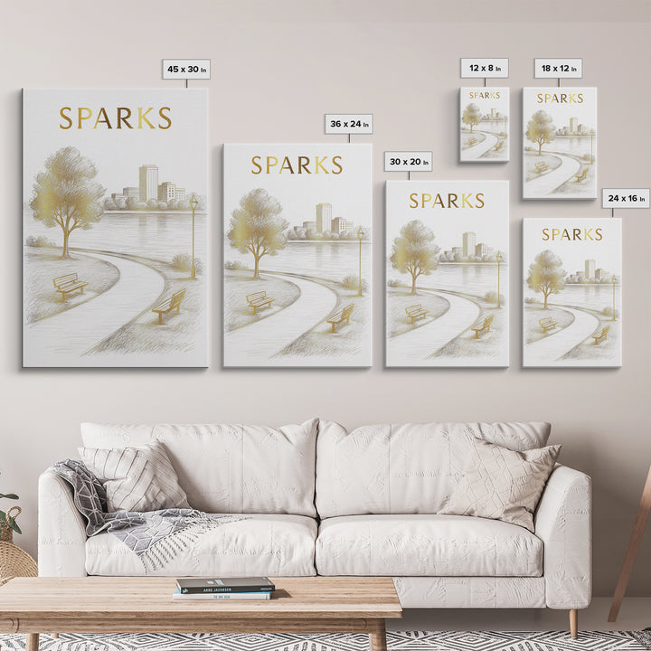 Sparks Nevada Travel Poster, Canvas Print, Elegant City Illustration, Sparks City Art, Travel Art Print, Retro Travel Print, Home Decor