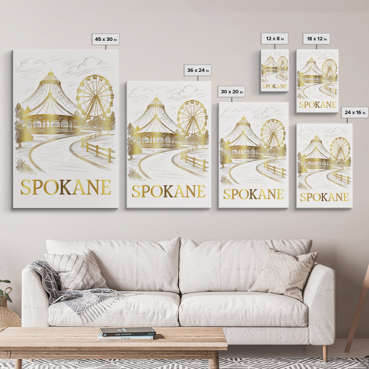 Spokane Travel Poster, Canvas Print, Minimalist Poster Art, Spokane Wall Art, Living Room Wall Art, Retro Travel Print, Vintage City Poster