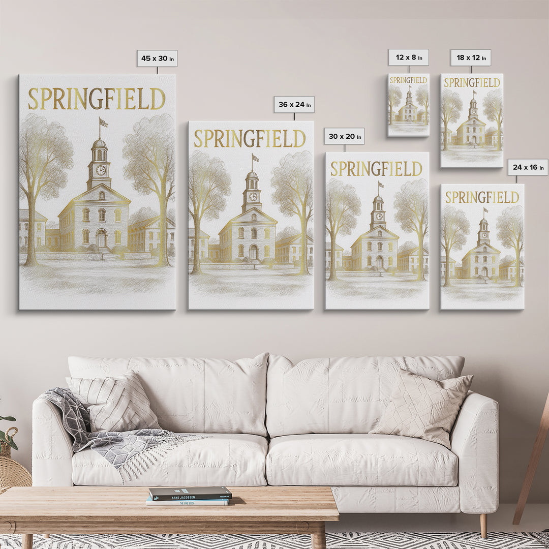 Springfield Travel Poster, Framed Canvas Print, Minimalist Poster Art, Springfield Poster Print, Travel Art Print, Travel Poster Set
