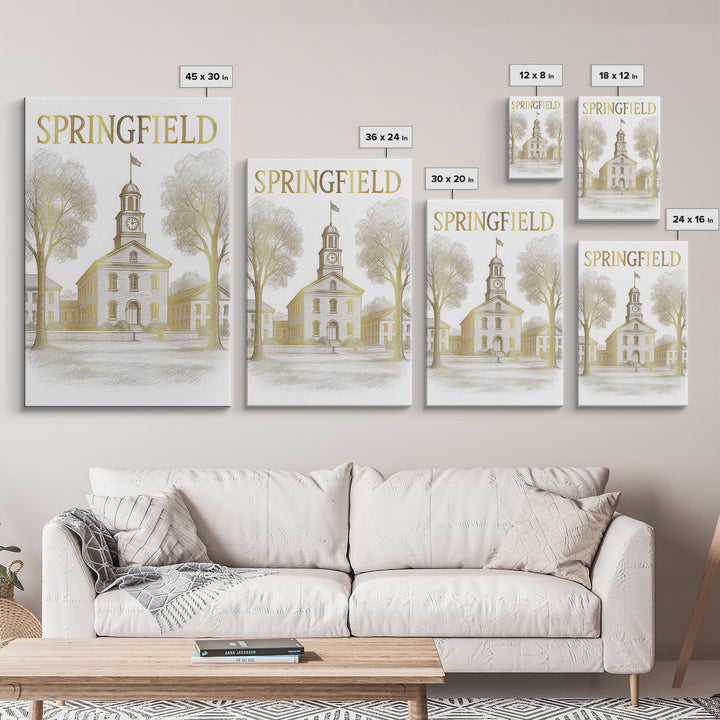 Springfield Travel Poster, Framed Canvas Print, Minimalist Poster Art, Springfield Poster Print, Travel Art Print, Travel Poster Set