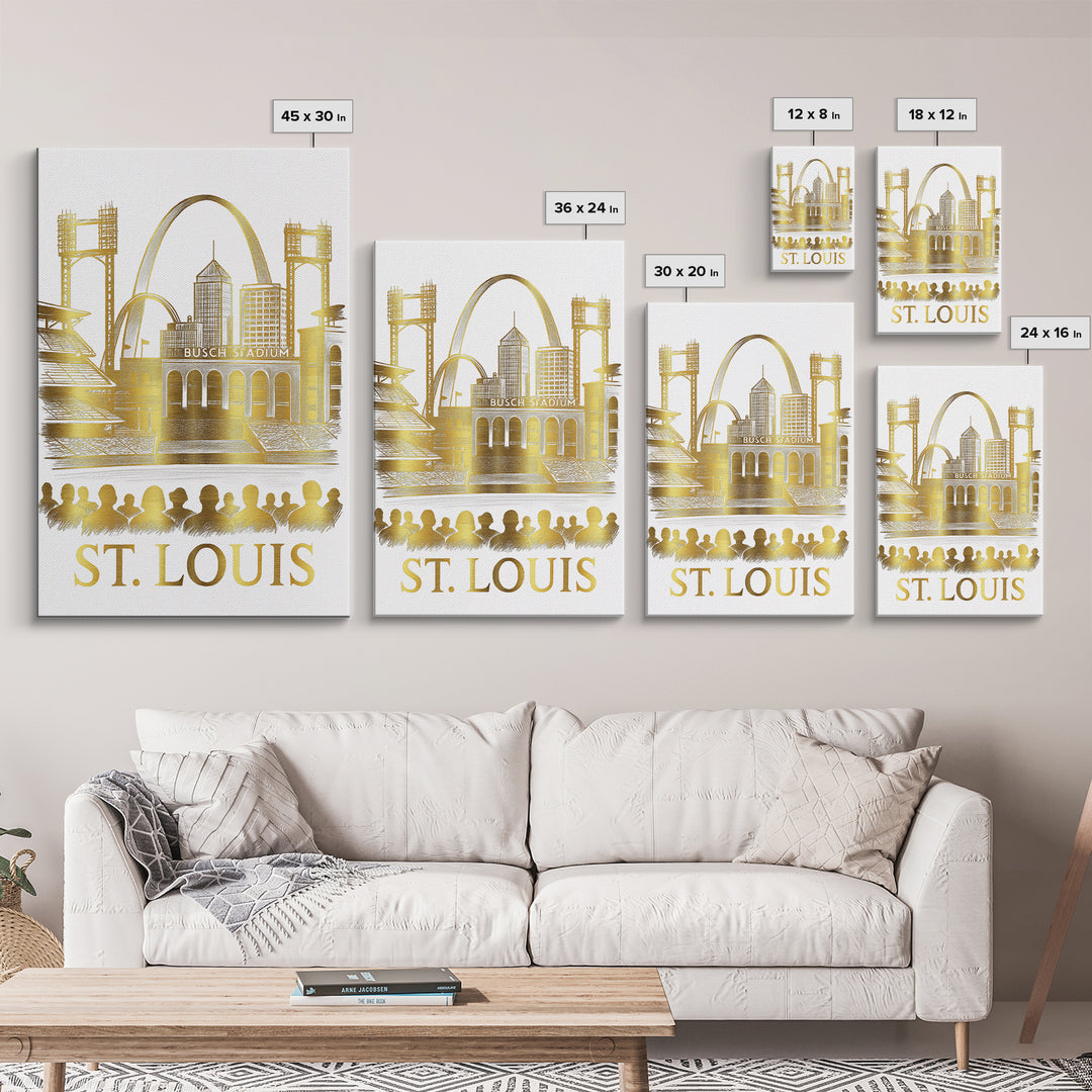 St Louis Travel Poster, Canvas Print, Gold Line Drawing Wall Art, St Louis Art Print, Travel Poster Set, Travel Art Print, Fine Art Print