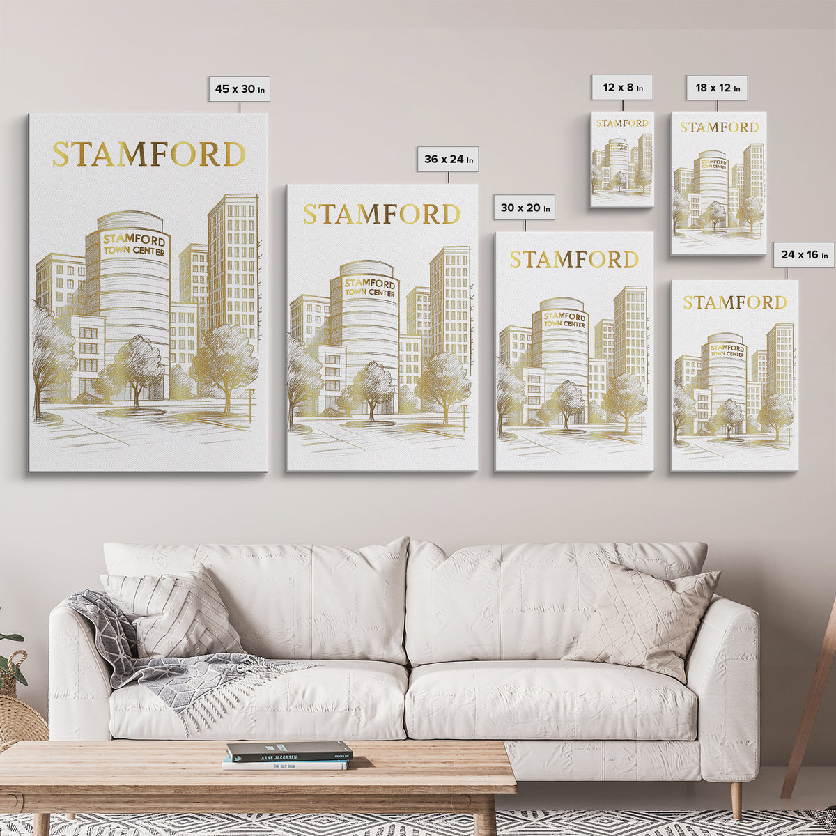 Stamford Connecticut Travel Poster, Canvas Print, Minimalist Poster Art, Stamford Print, Art Print, Gift For Travelers, Travel Poster Set