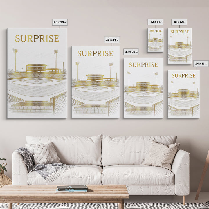 Surprise Arizona Travel Poster, Canvas Print, Gold Line Drawing Wall Art, Surprise Art Print, Travel Art, Travel Poster Set, Home Decor