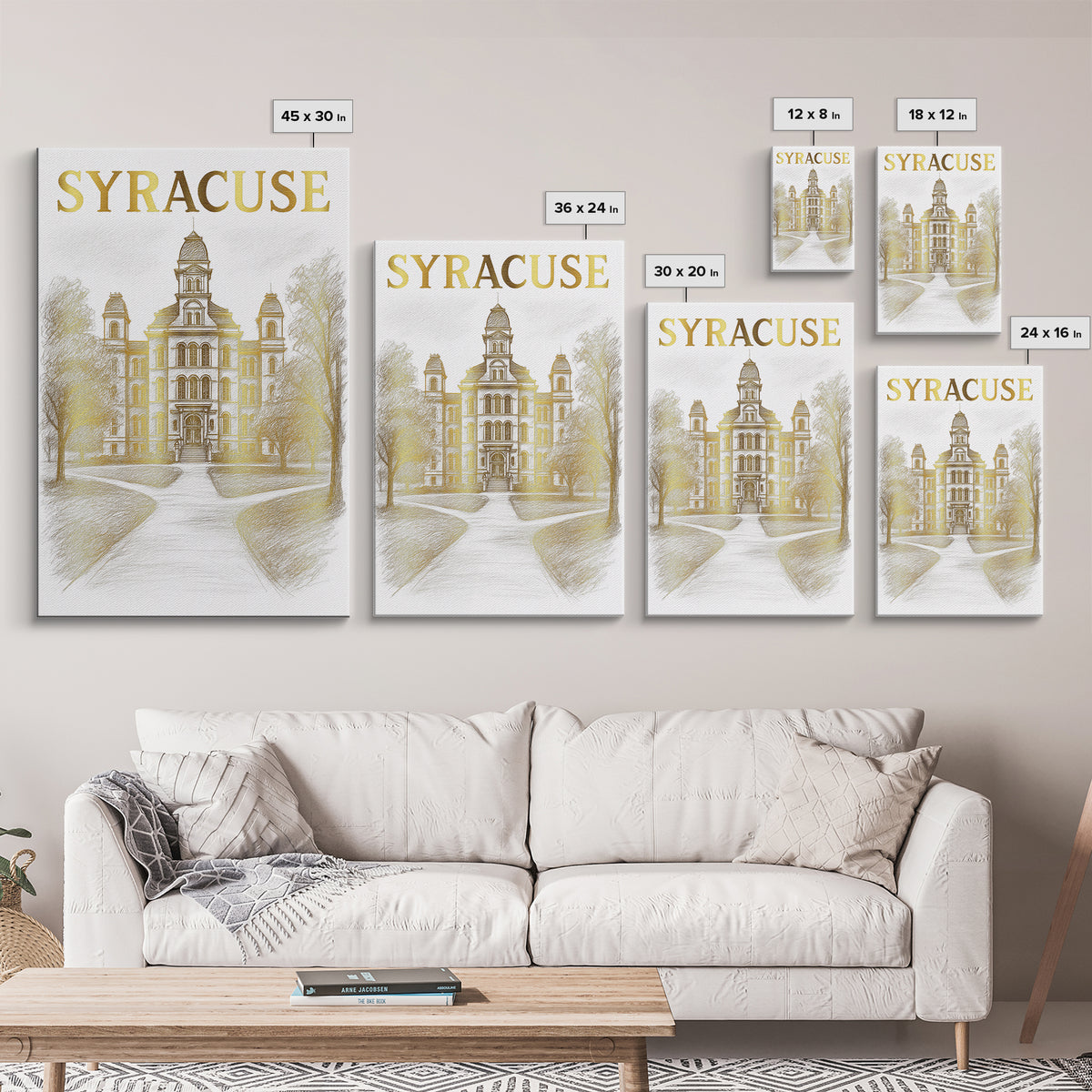 Syracuse New York Travel Poster, Framed Canvas Print, Elegant City Illustration, Syracuse Wall Art, Wanderlust Decor, Travel Poster Set