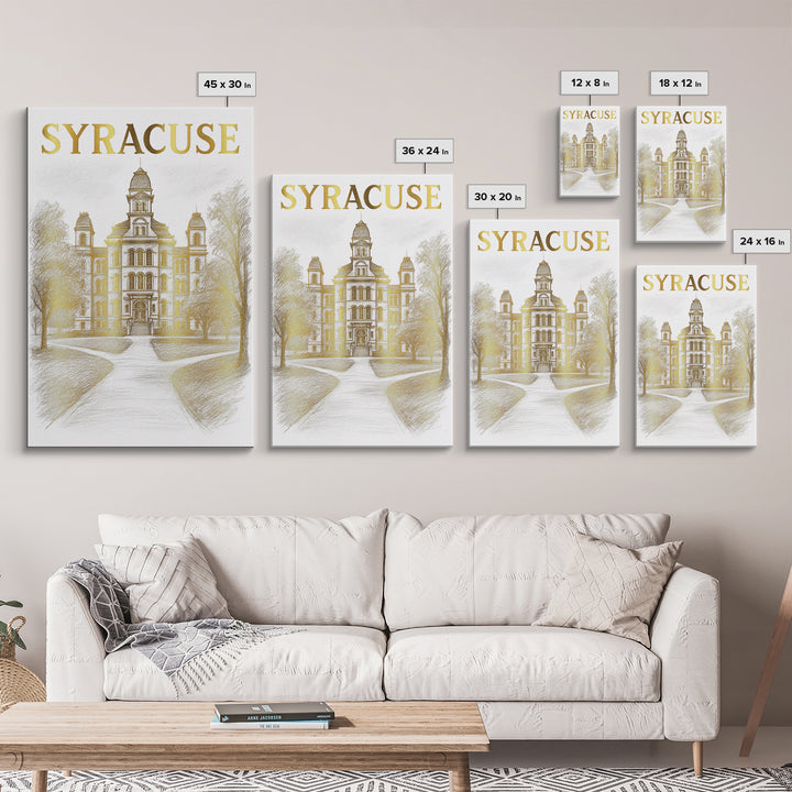 Syracuse New York Travel Poster, Framed Canvas Print, Elegant City Illustration, Syracuse Wall Art, Wanderlust Decor, Travel Poster Set