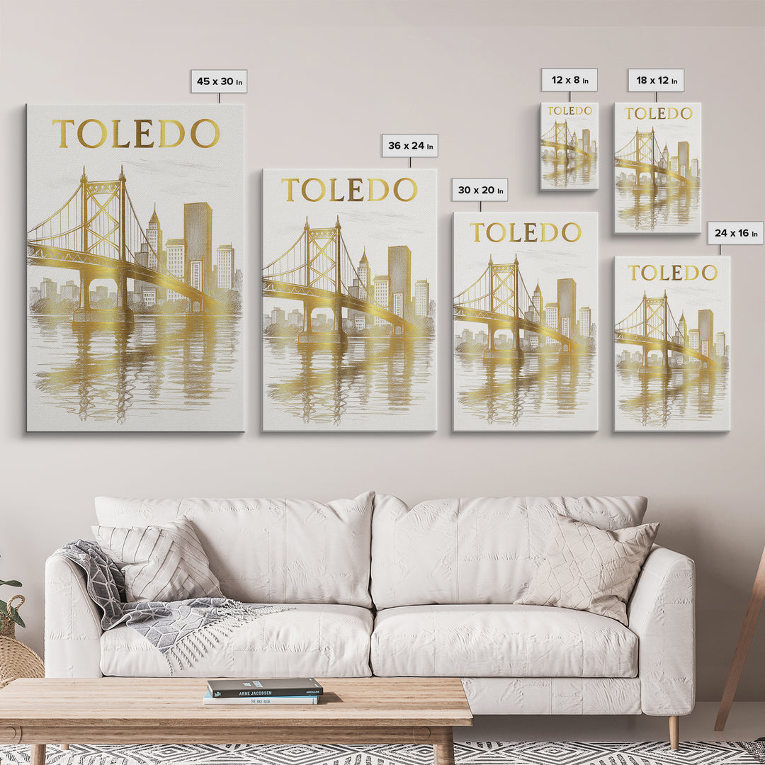 Toledo Ohio Travel Poster, Framed Canvas Print, Minimalist Poster Art, Toledo City Art, Vintage City Poster, City Travel Prints, City Poster