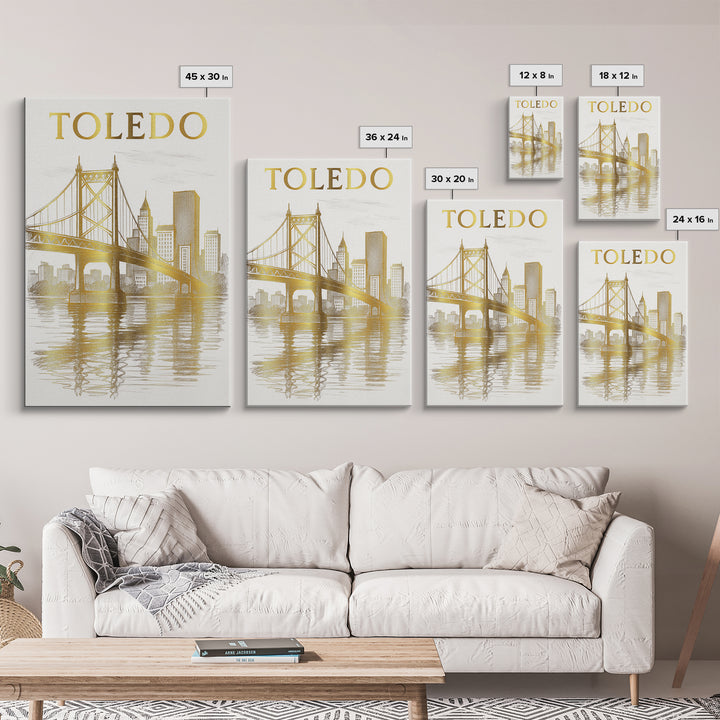 Toledo Ohio Travel Poster, Framed Canvas Print, Minimalist Poster Art, Toledo City Art, Vintage City Poster, City Travel Prints, City Poster