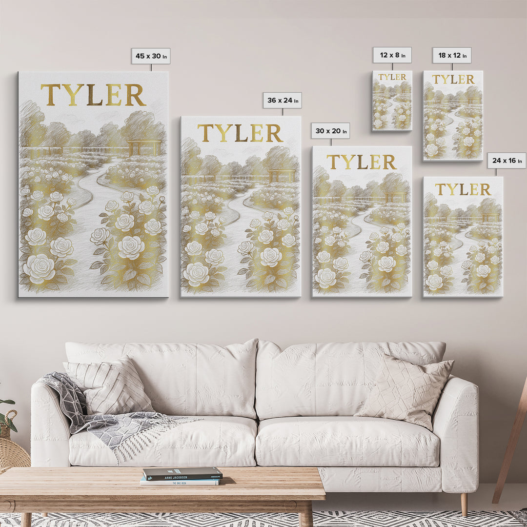 Tyler Texas Travel Poster, Canvas Print, Gold Line Drawing Wall Art, Tyler Travel Art, Wanderlust Decor, Modern Wall Decor, Travel Decor