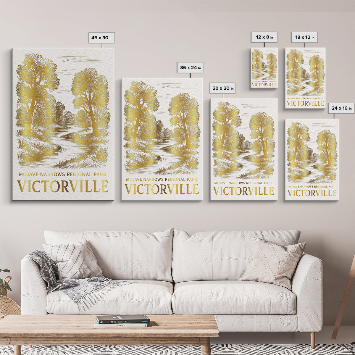 Victorville Travel Poster, Canvas Print, White And Gold Sketch Art, Victorville City Art, City Art Print, Vintage Travel Art, Design 2