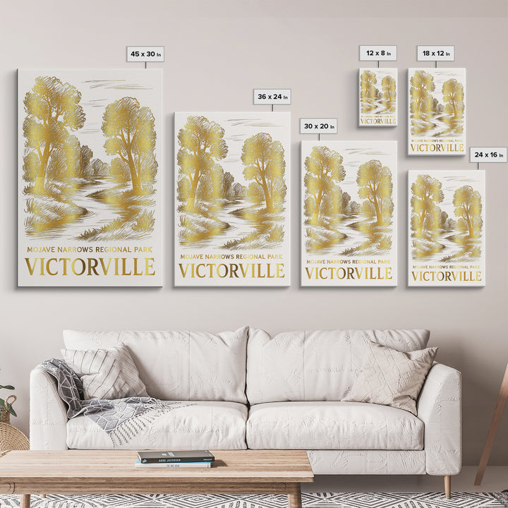 Victorville Travel Poster, Canvas Print, White And Gold Sketch Art, Victorville City Art, City Art Print, Vintage Travel Art, Design 2