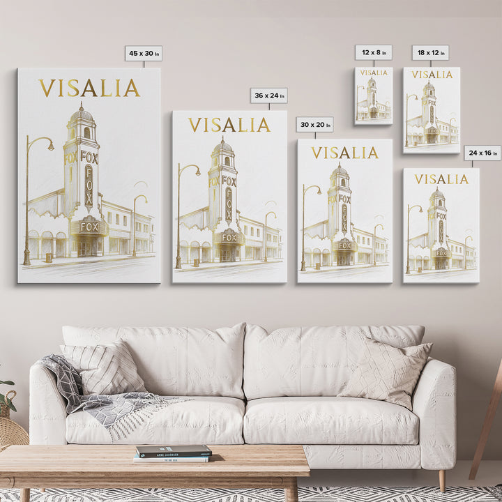 Visalia California Travel Poster, Framed Canvas Print, Elegant City Illustration, Visalia Wall Art, Travel Poster Set, City Travel Prints