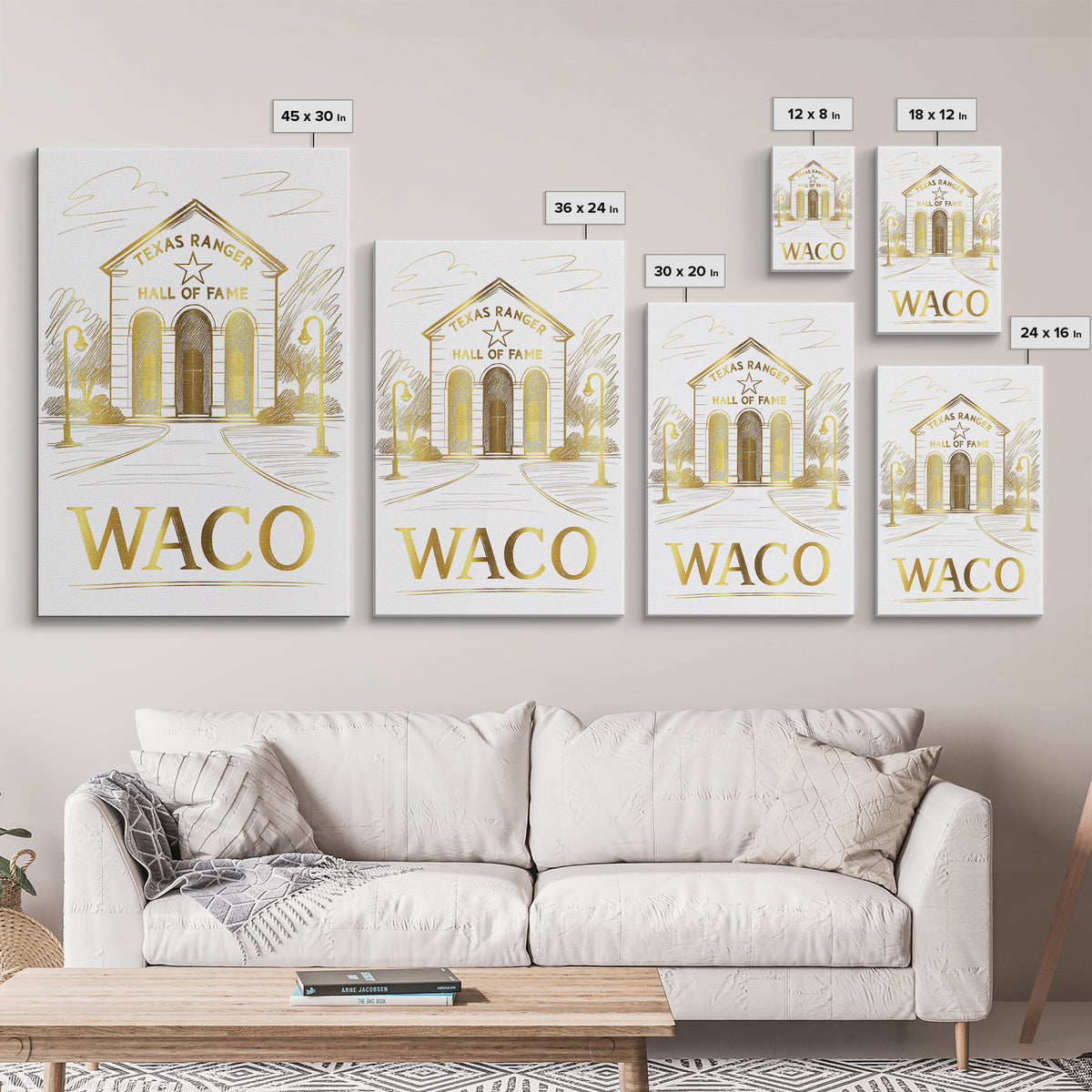 Waco Travel Poster, Canvas Print, Elegant City Illustration, Waco Poster Print, City Illustration, Fine Art Print, Vintage City Poster