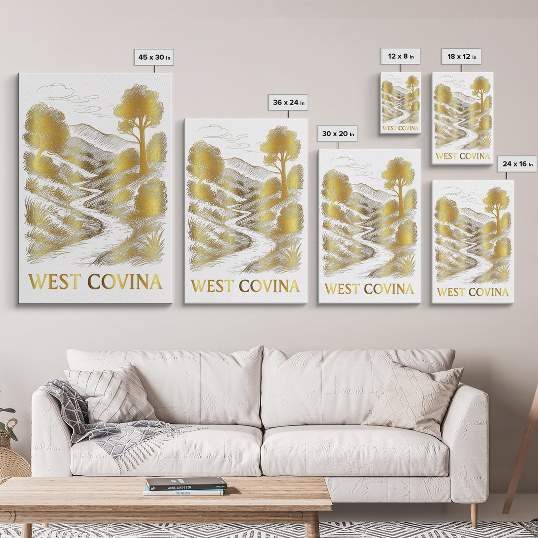 West Covina Travel Poster, Canvas Print, Minimalist Poster Art, West Covina Art Print, Vintage Travel Art, Retro Travel Print, Wall Art