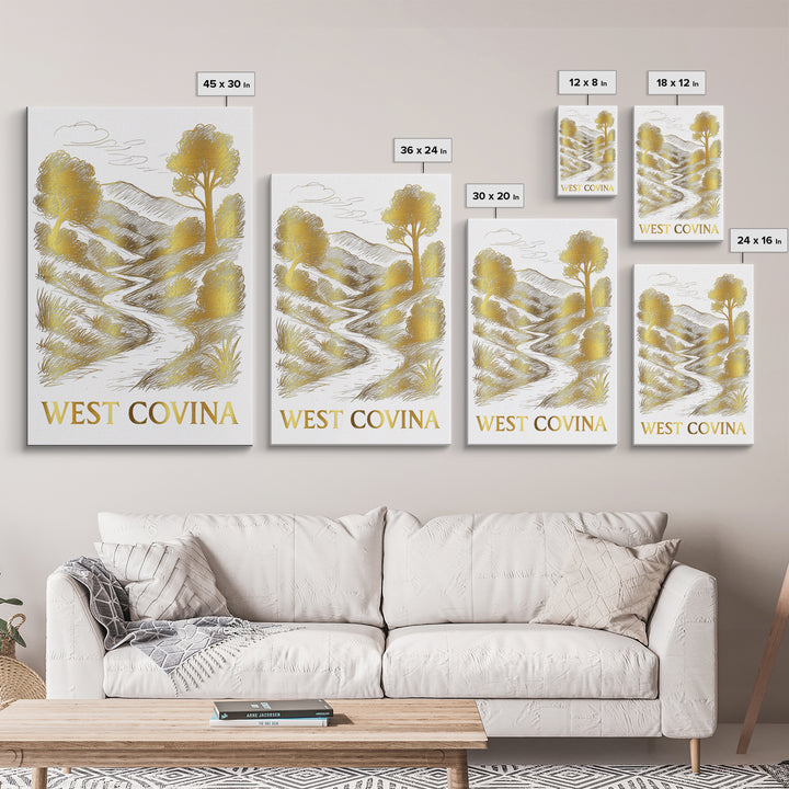 West Covina Travel Poster, Canvas Print, Minimalist Poster Art, West Covina Art Print, Vintage Travel Art, Retro Travel Print, Wall Art