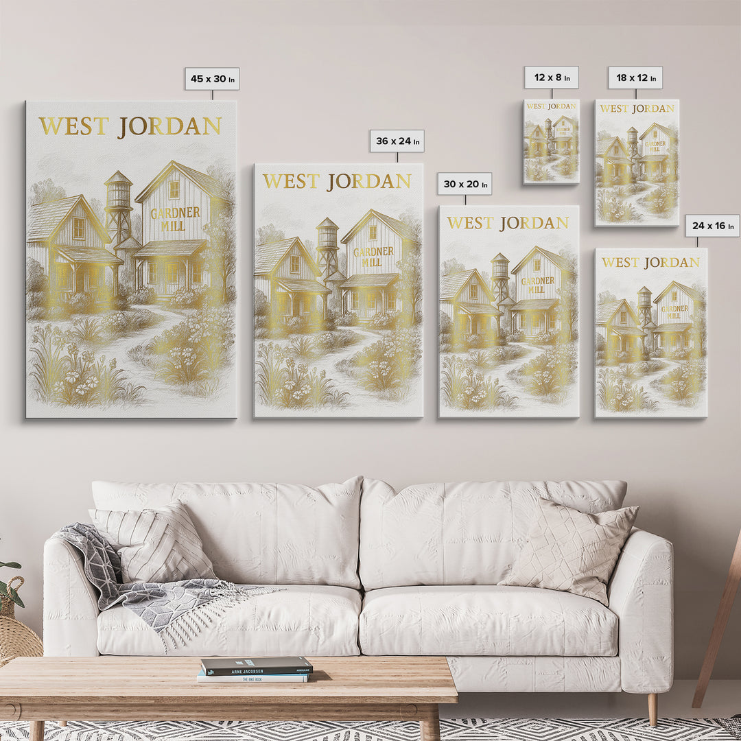 West Jordan Utah Travel Poster, Canvas Print, Elegant City Illustration, West Jordan Wall Art, Vintage Travel Print, City Art Print